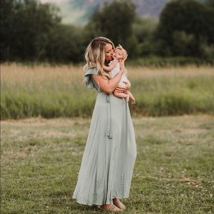 Jennifer Deep V Maxi Dress in Sage